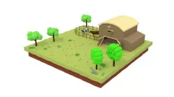 Low Poly Farm Barn Scene Low-poly  3D model