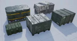 Military Containers Pack Low-poly  3D model