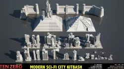 MODERN SCI-FI BUILDINGS KITBASH 3D model