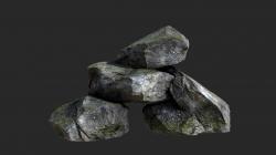 Mossy rocks and plants 3D model