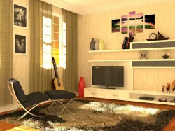 Oda Modelleme Gitar Vazo Chester Koltuk Televizyon DVD Player Low-poly  3D model