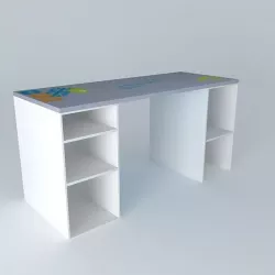 Plateau gray reversible office  Blue DESK houses the world 3D model