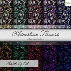 Rhinestone Flowers Seamless Textures Set Texture