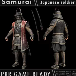 Samurai Character PBR Game ready Low-poly  3D model