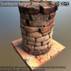 Scanned Brick Pillar Low-poly  3D model