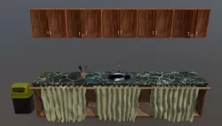 Sink Basin - Cabinet and Accessories - Kitchen Low-poly  3D model