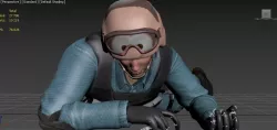 soldier shooting lying animation Low-poly  3D model