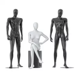 Two male and one female faceless mannequins 30 3D model