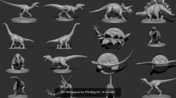 3D Dinosaurs for Printing 01 3D Model Collection