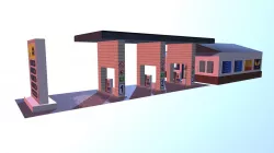3d model  Automatic filling station with a store Low-poly  3D model