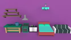 40 prop models of exterior and furniture Low-poly  3D model