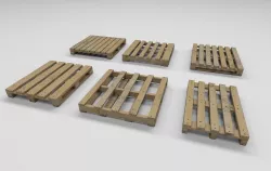 6 Simple Wooden Pallets - Set Low-poly  3D model