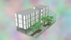 Achitectural Project with Greenhouse Low-poly  3D model
