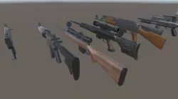 Ak47 Bat Glock Grenade Knife M4 Molotov Pumpshot Shotgun Uzi Low-poly  3D model