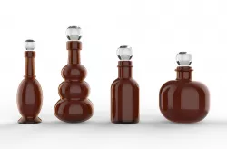 amber glass bottles 3D model