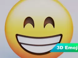 Beaming Face With Smiling Eyes 3D Emoji Low-poly  3D model