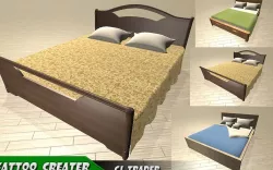 bed set low poly 3d model Low-poly  3D model