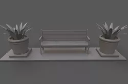 bench and planter  3D model