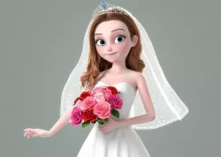 Cartoon Bride Rigged 3D model