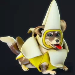 Cartoon Corgi Banana Costume Expansion Pack Low-poly  3D model