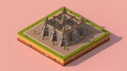 Cartoon Low Poly Ankor Wat Temple Low-poly  3D model