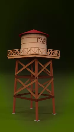 Cartoon Water Tower 3D model