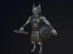 Cat Warrior Character Low-poly  3D model