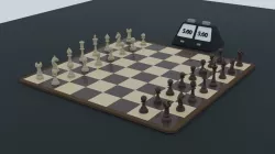Chess board with chess clock Low-poly  3D model