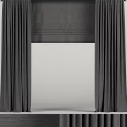 Dark curtains with roman blinds 3D model