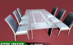 Dining-Table Set Low-Poly 3D Model Low-poly  3D model