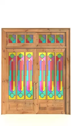 Doors with stained glass door 3D model
