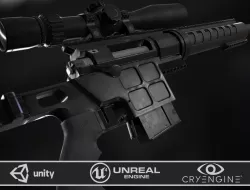 DVL-10 M2 URBANA and March Tactical 3-24x42 FFP Low-poly  3D model