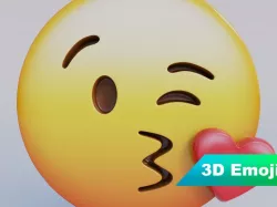 Face Blowing a Kiss 3D Emoji Low-poly  3D model