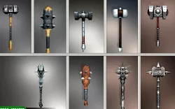 Fantasy Mace - Hammer Collection Pack Low-Poly 3D Model 