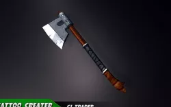 Fantasy modern axe low-poly 3d model Low-poly  3D model