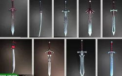 Fantasy Sword Collection Pack Low-Poly 3D Model 