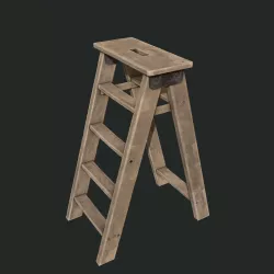 Game Ready  - Wooden Ladder Low-poly  3D model