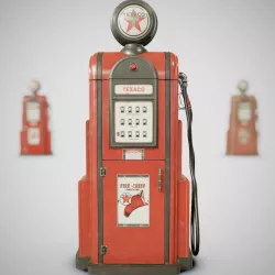 Gas Pump - Texaco 60s Low-poly  3D model