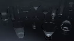 Glass pack - 13 differents glasses Low-poly  3D model