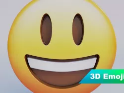 Grinning Face With Big Eyes 3D Emoji Low-poly  3D model