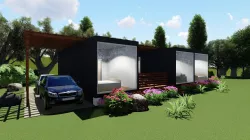 House with midlle terrace design 3D model
