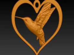 Hummingbird in Heart 3D model
