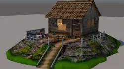 hut house  low poly home game ready exterior architecture Low-poly  3D model