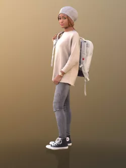 Iona 10614 - Stand casual girl with bag Low-poly  3D model