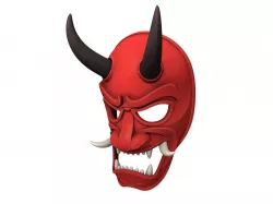 Japanese Demon Mask Low-poly  3D model