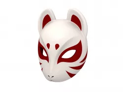 Japanese Fox Mask  Low-poly  3D model