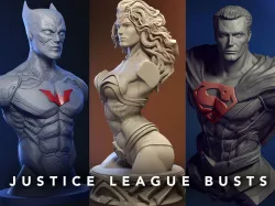 Justice League Busts - Wonder woman - Batman - Superman  3D Model Collection
