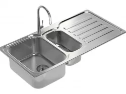 Kitchen Sink with double Bowl Tap and Drain 3D model