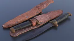 Knife with decorated sheath Low-poly  3D model