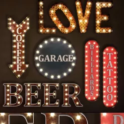 Lighted Metal sign Set 16 3D model